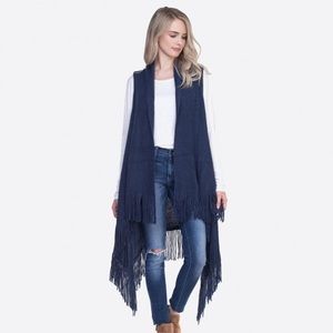 Navy Vest with Fringe